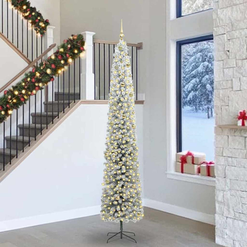 vidaXL Mű karácsonyfa 300 LED-del Zöld 270 cm PVC, acél és műanyag