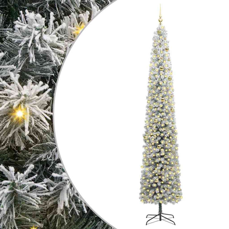vidaXL Mű karácsonyfa 300 LED-del Zöld 270 cm PVC, acél és műanyag