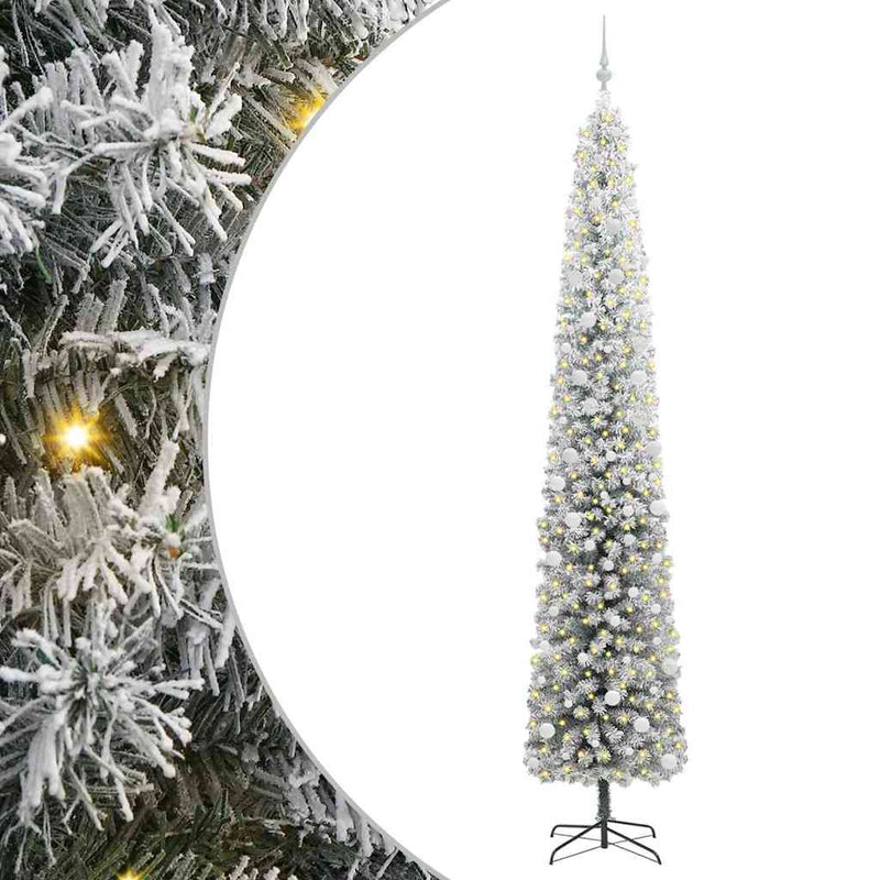vidaXL Mű karácsonyfa 300 LED-del Zöld 300 cm PVC, acél és műanyag