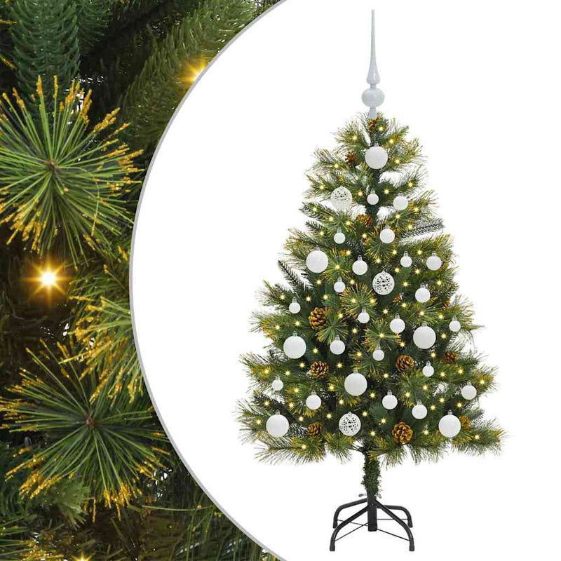 vidaXL Műanyag Hajtogatós Karácsonyfa Tojásokkal Zöld 120 cm