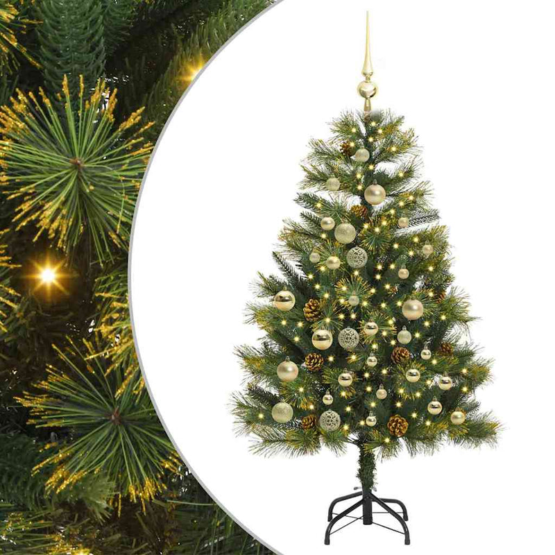 vidaXL Műanyag Hajtogatós Karácsonyfa Tojásokkal Zöld 120 cm