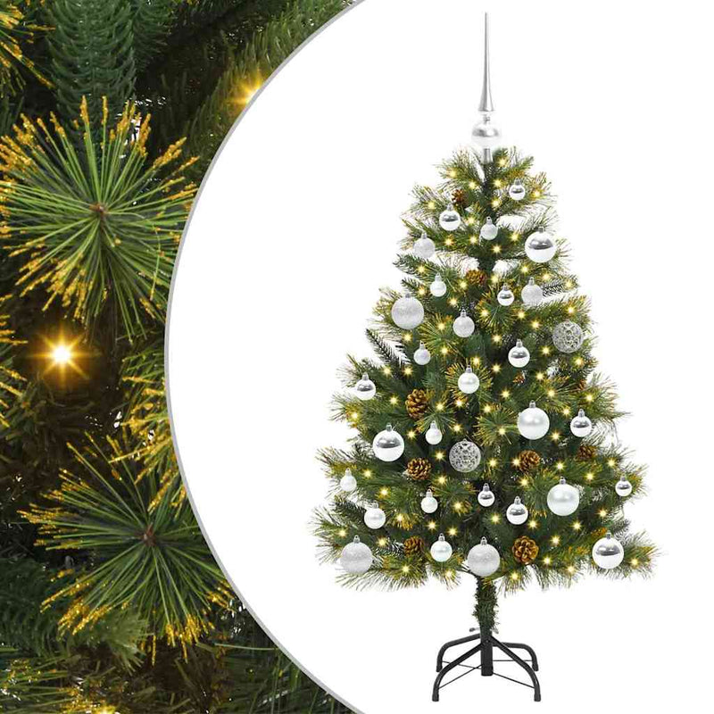 vidaXL Műanyag Hajtogatós Karácsonyfa Tojásokkal Zöld 120 cm