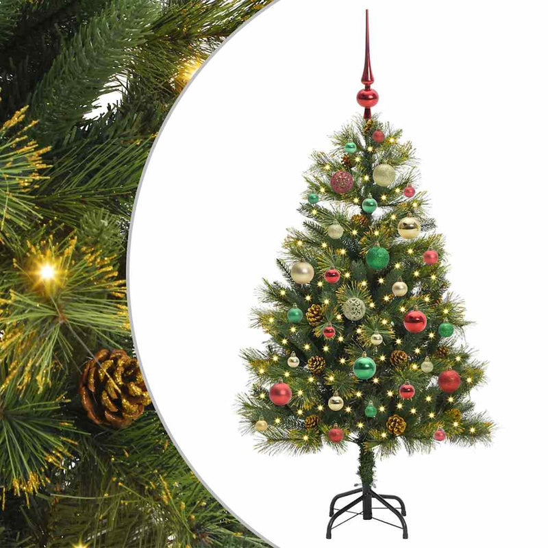 vidaXL Műanyag Hajtogatós Karácsonyfa Tojásokkal Zöld 120 cm
