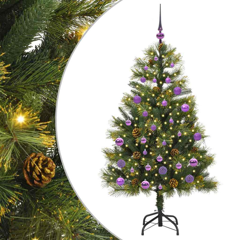 vidaXL Műanyag Hajtogatós Karácsonyfa Tojásokkal Zöld 150 cm