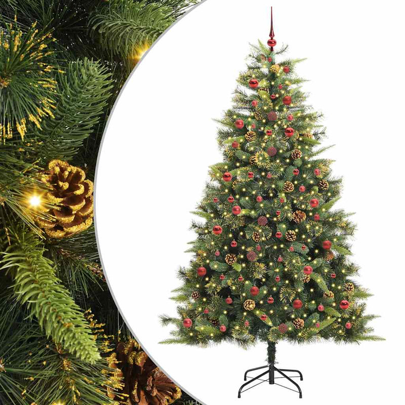 vidaXL Műanyag Hajtogatós Karácsonyfa Tojásokkal Zöld 240 cm