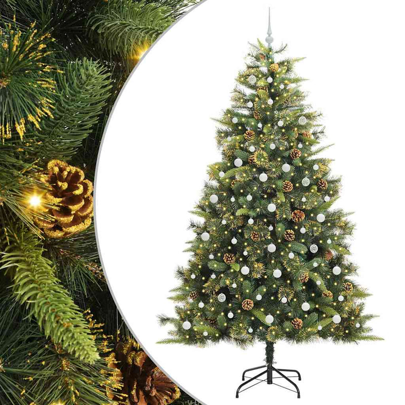 vidaXL Műanyag Hajtogatós Karácsonyfa Tojásokkal Zöld 240 cm
