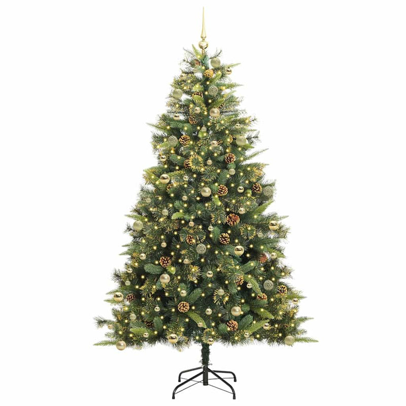 vidaXL Műanyag Hajtogatós Karácsonyfa Tojásokkal Zöld 240 cm