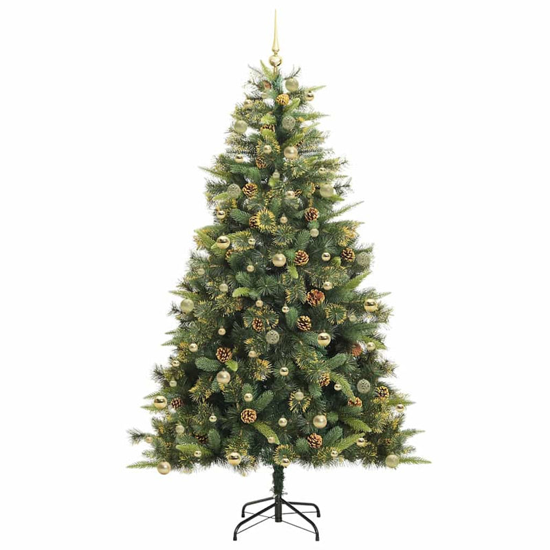 vidaXL Műanyag Hajtogatós Karácsonyfa Tojásokkal Zöld 240 cm