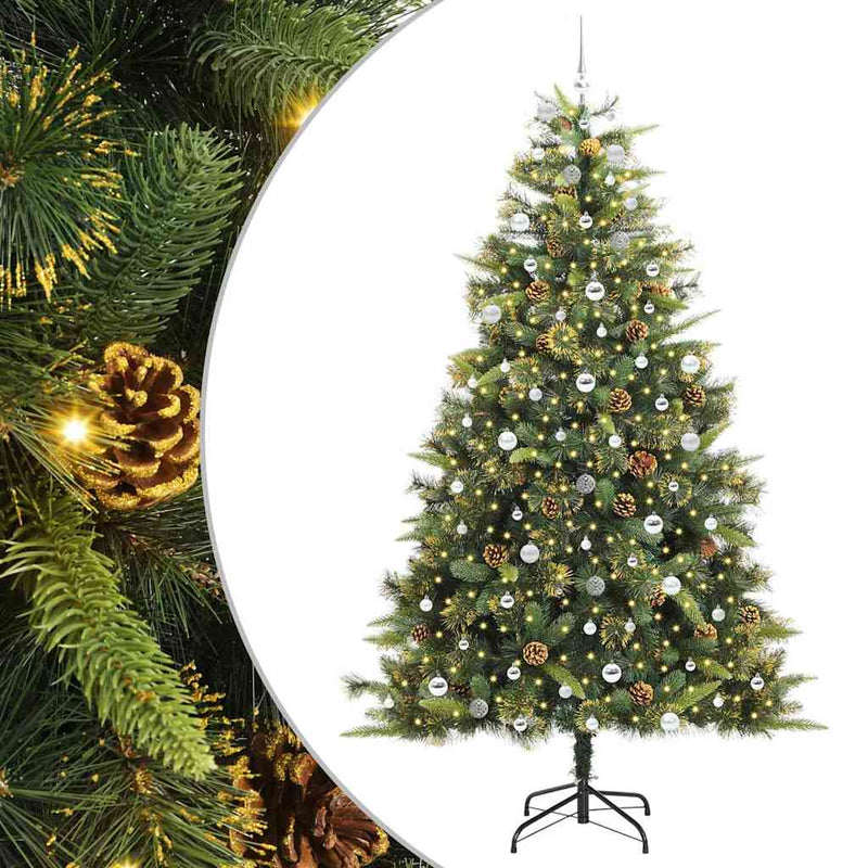 vidaXL Műanyag Hajtogatós Karácsonyfa Tojásokkal Zöld 240 cm