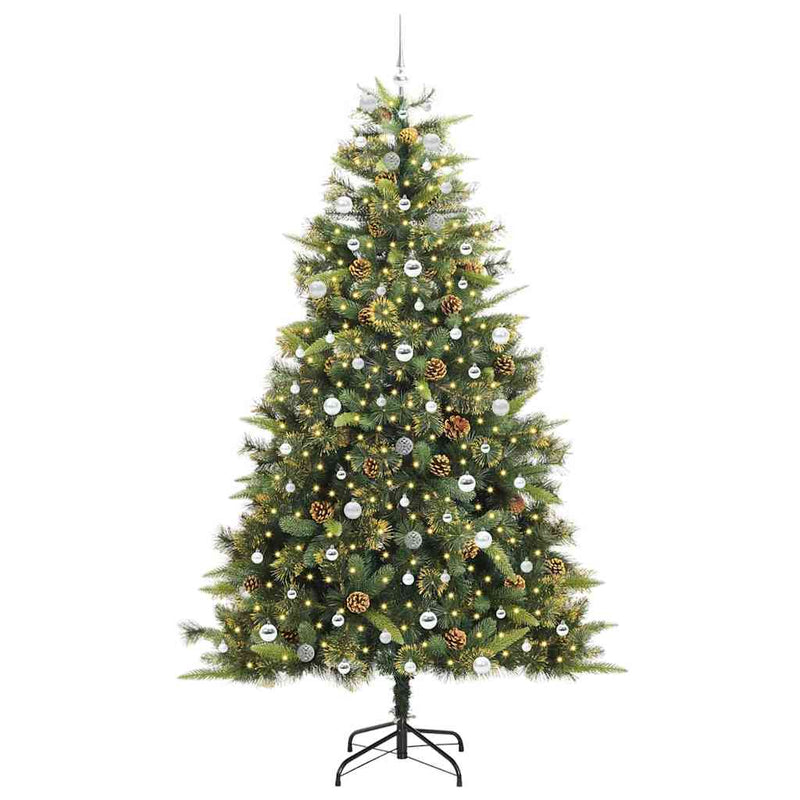 vidaXL Műanyag Hajtogatós Karácsonyfa Tojásokkal Zöld 240 cm