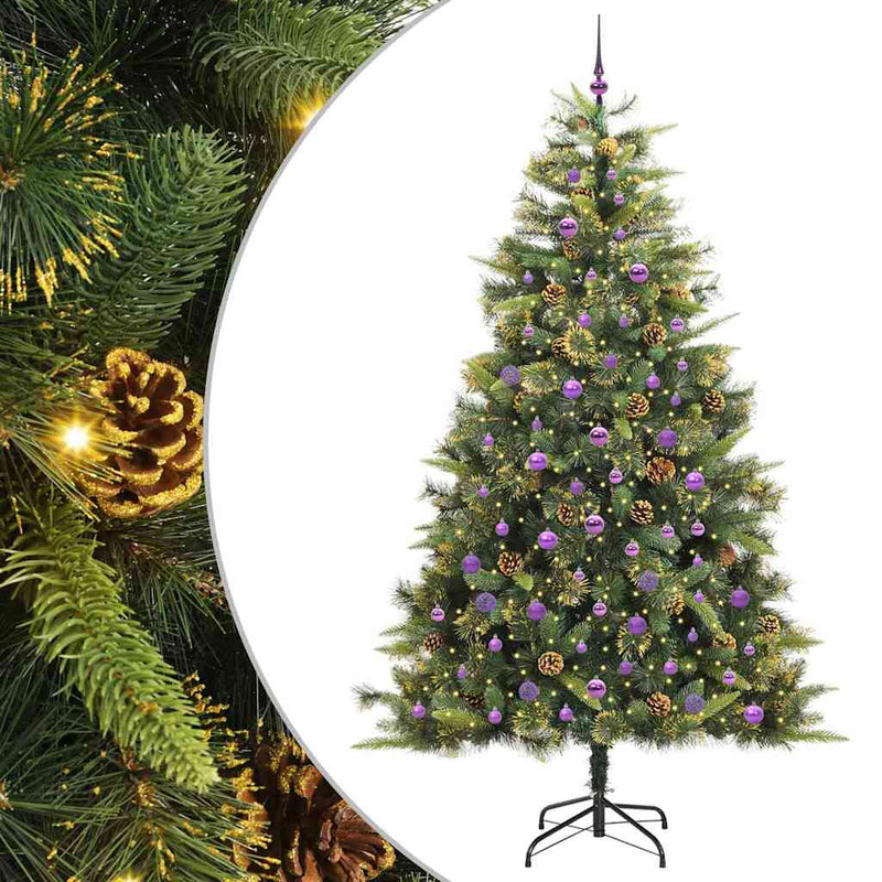 vidaXL Műanyag Hajtogatós Karácsonyfa Tojásokkal Zöld 240 cm