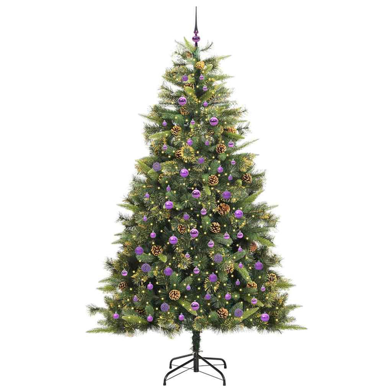 vidaXL Műanyag Hajtogatós Karácsonyfa Tojásokkal Zöld 240 cm
