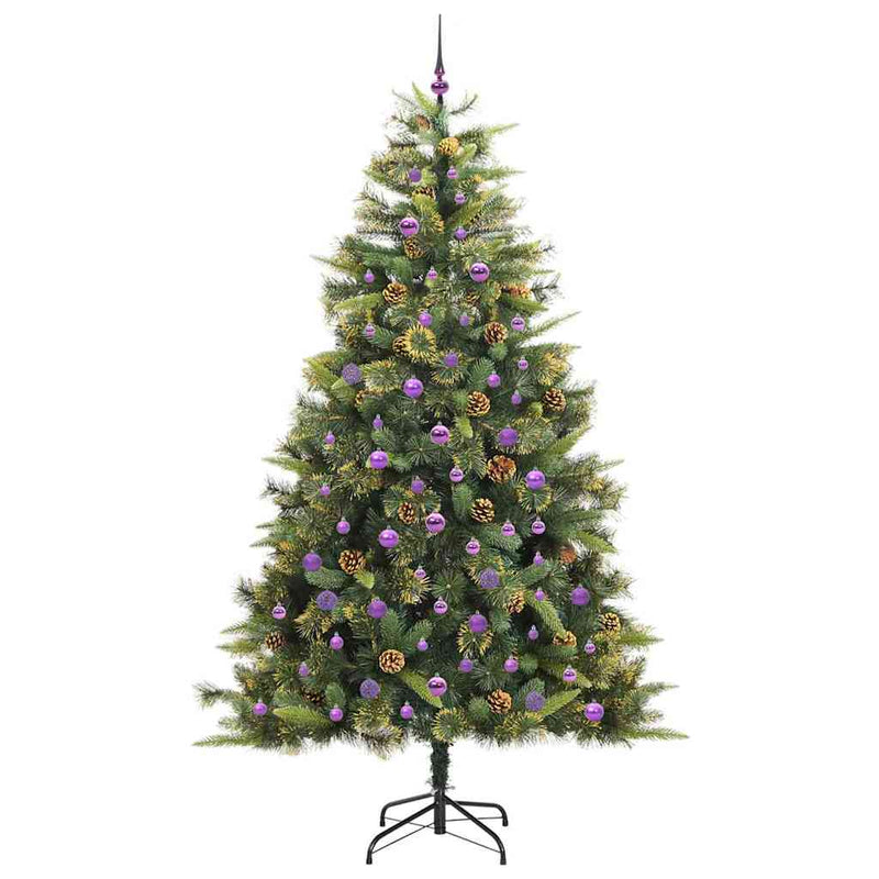 vidaXL Műanyag Hajtogatós Karácsonyfa Tojásokkal Zöld 240 cm