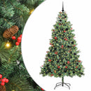 vidaXL Mű karácsonyfa LED -es lámpákkal Zöld 210 cm PVC és fém