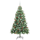 vidaXL Mű karácsonyfa LED -es lámpákkal Zöld 210 cm PVC és fém