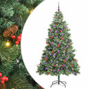 vidaXL Mű karácsonyfa LED -es lámpákkal Zöld 210 cm PVC és fém