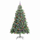 vidaXL Mű karácsonyfa LED -es lámpákkal Zöld 210 cm PVC és fém