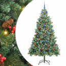 vidaXL Mű karácsonyfa LED -es lámpákkal Zöld 210 cm PVC és fém