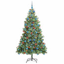 vidaXL Mű karácsonyfa LED -es lámpákkal Zöld 210 cm PVC és fém