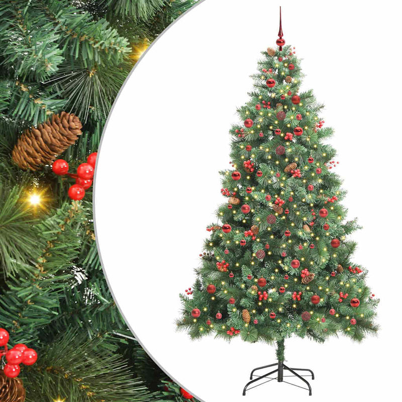 vidaXL Mű karácsonyfa LED -es lámpákkal Zöld 240 cm PVC és fém