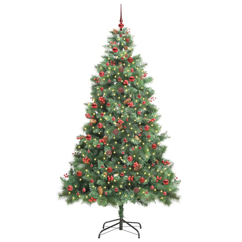vidaXL Mű karácsonyfa LED -es lámpákkal Zöld 240 cm PVC és fém