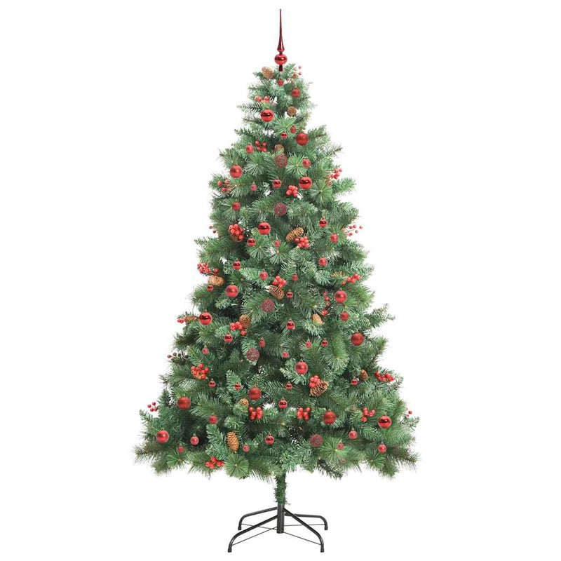 vidaXL Mű karácsonyfa LED -es lámpákkal Zöld 240 cm PVC és fém