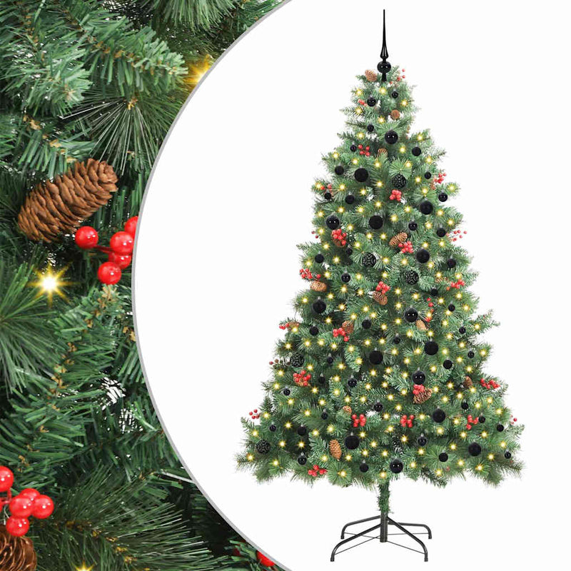 vidaXL Mű karácsonyfa LED -es lámpákkal Zöld 240 cm PVC és fém
