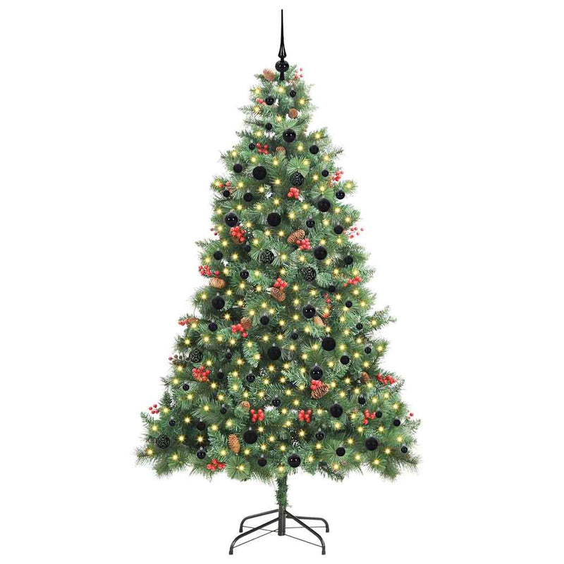 vidaXL Mű karácsonyfa LED -es lámpákkal Zöld 240 cm PVC és fém