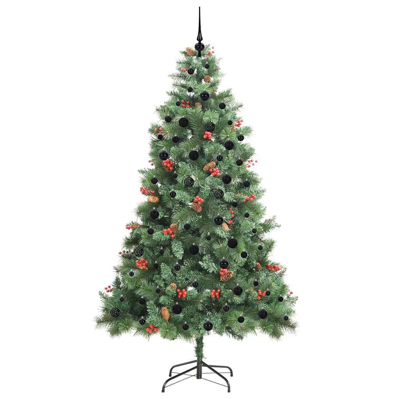 vidaXL Mű karácsonyfa LED -es lámpákkal Zöld 240 cm PVC és fém