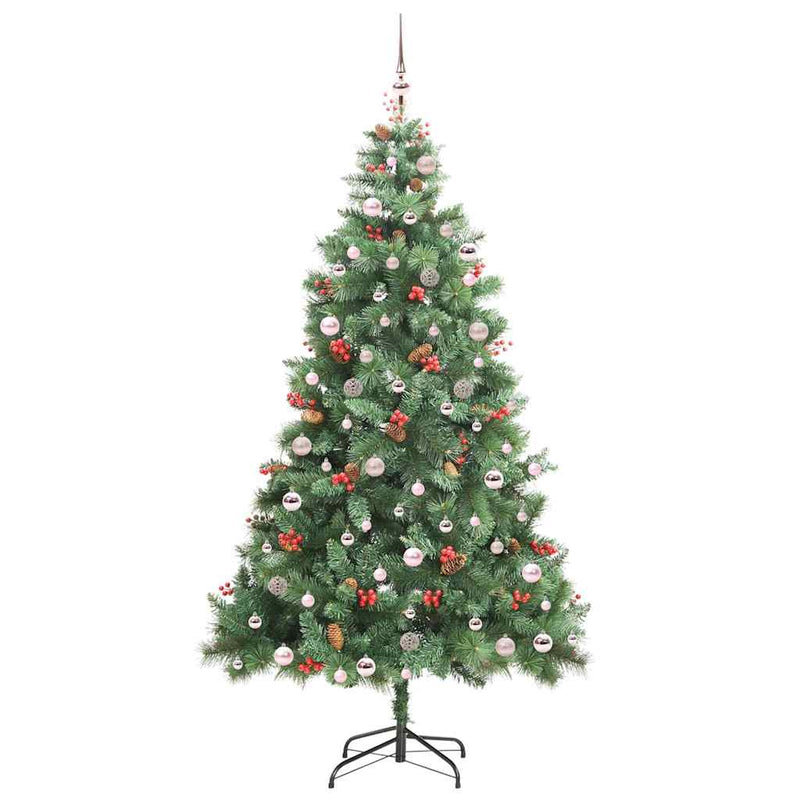 vidaXL Mű karácsonyfa LED -es lámpákkal Zöld 240 cm PVC és fém