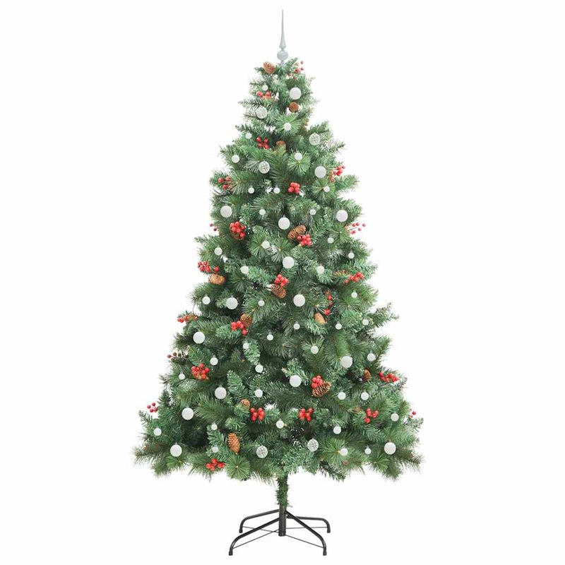 vidaXL Mű karácsonyfa LED -es lámpákkal Zöld 240 cm PVC és fém