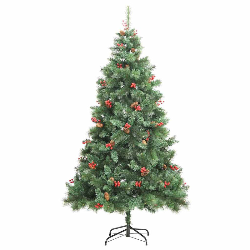 vidaXL Mű karácsonyfa LED -es lámpákkal Zöld 240 cm PVC és fém