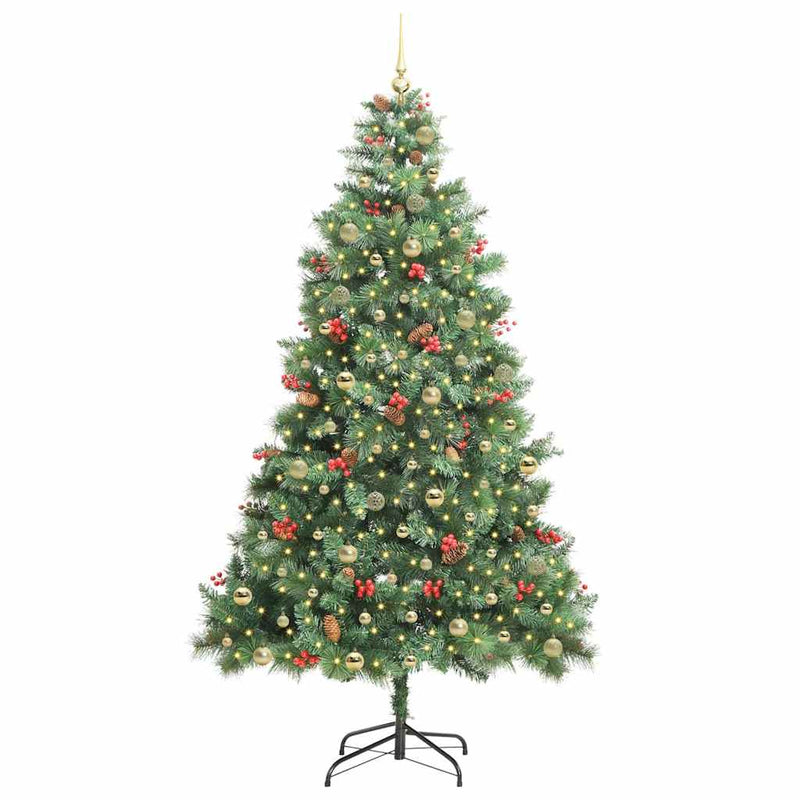 vidaXL Mű karácsonyfa LED -es lámpákkal Zöld 240 cm PVC és fém