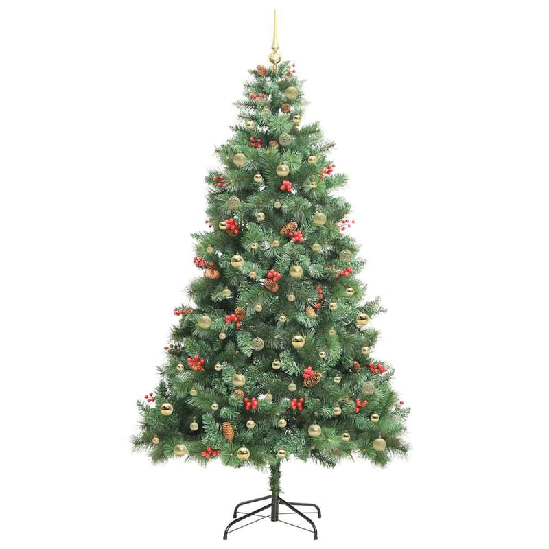 vidaXL Mű karácsonyfa LED -es lámpákkal Zöld 240 cm PVC és fém