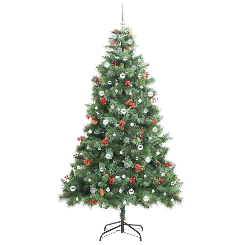 vidaXL Mű karácsonyfa LED -es lámpákkal Zöld 240 cm PVC és fém