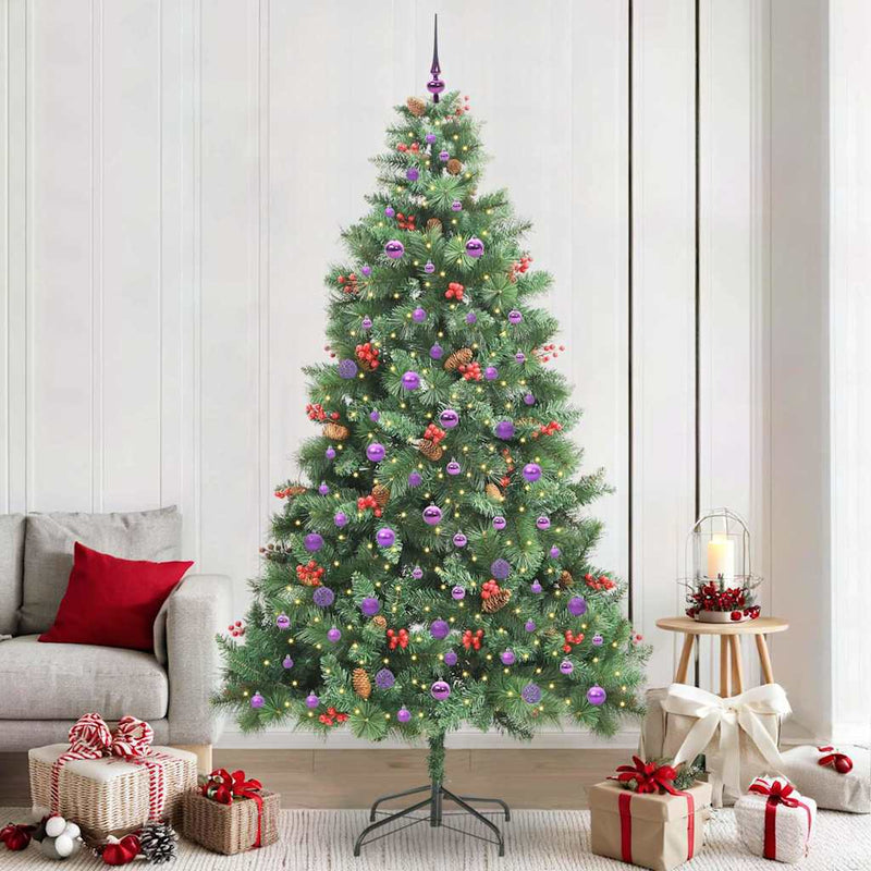 vidaXL Mű karácsonyfa LED -es lámpákkal Zöld 240 cm PVC és fém