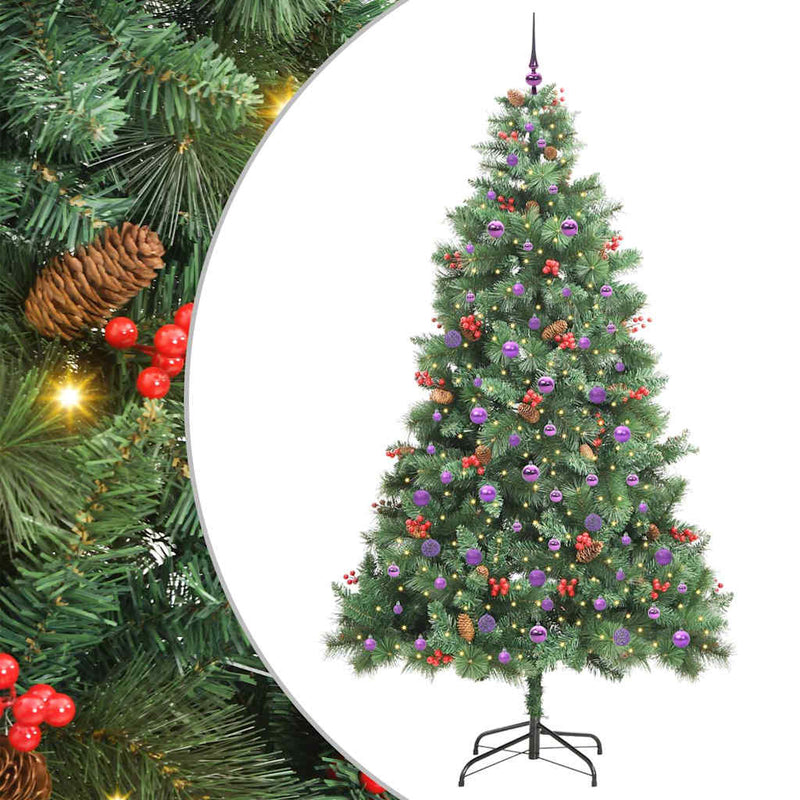 vidaXL Mű karácsonyfa LED -es lámpákkal Zöld 240 cm PVC és fém