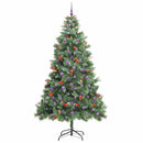 vidaXL Mű karácsonyfa LED -es lámpákkal Zöld 240 cm PVC és fém