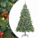 vidaXL Mű karácsonyfa LED -es lámpákkal Zöld 240 cm PVC és fém