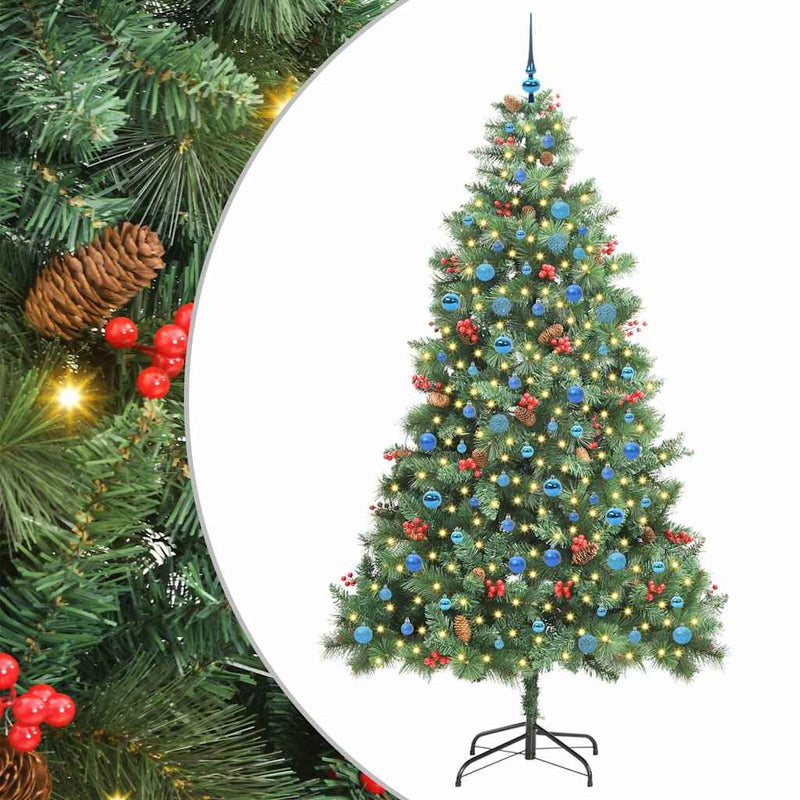 vidaXL Mű karácsonyfa LED -es lámpákkal Zöld 240 cm PVC és fém