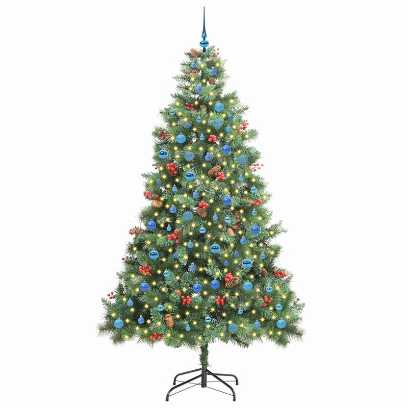 vidaXL Mű karácsonyfa LED -es lámpákkal Zöld 240 cm PVC és fém