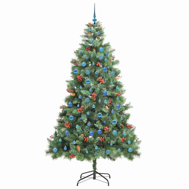 vidaXL Mű karácsonyfa LED -es lámpákkal Zöld 240 cm PVC és fém