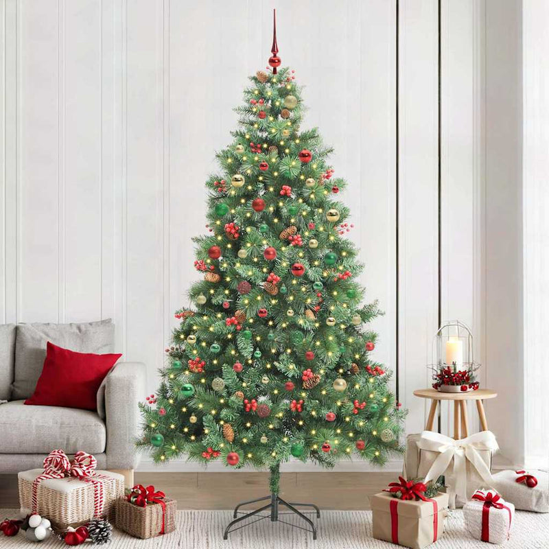 vidaXL Mű karácsonyfa LED -es lámpákkal Zöld 240 cm PVC és fém