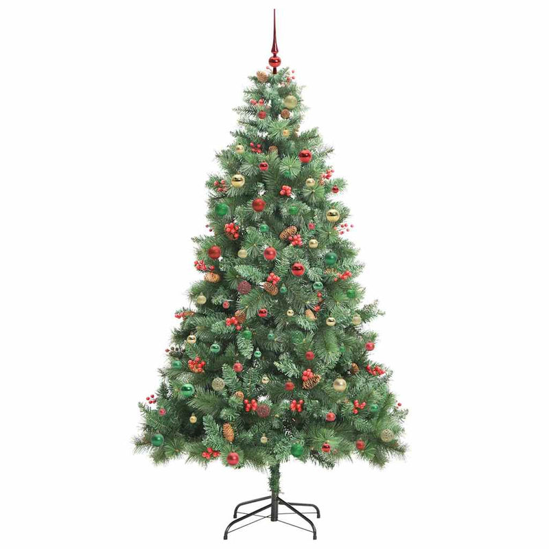 vidaXL Mű karácsonyfa LED -es lámpákkal Zöld 240 cm PVC és fém