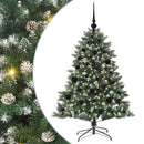 vidaXL Mű karácsonyfa 150 LED-del Zöld 120 cm PVC és Műanyag és Acél