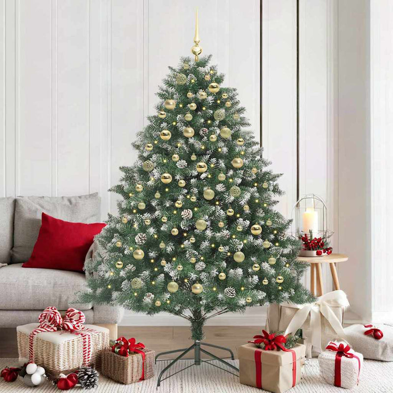 vidaXL Mű karácsonyfa Zöld 126 x 126 x 180 cm PVC és Műanyag és Acél
