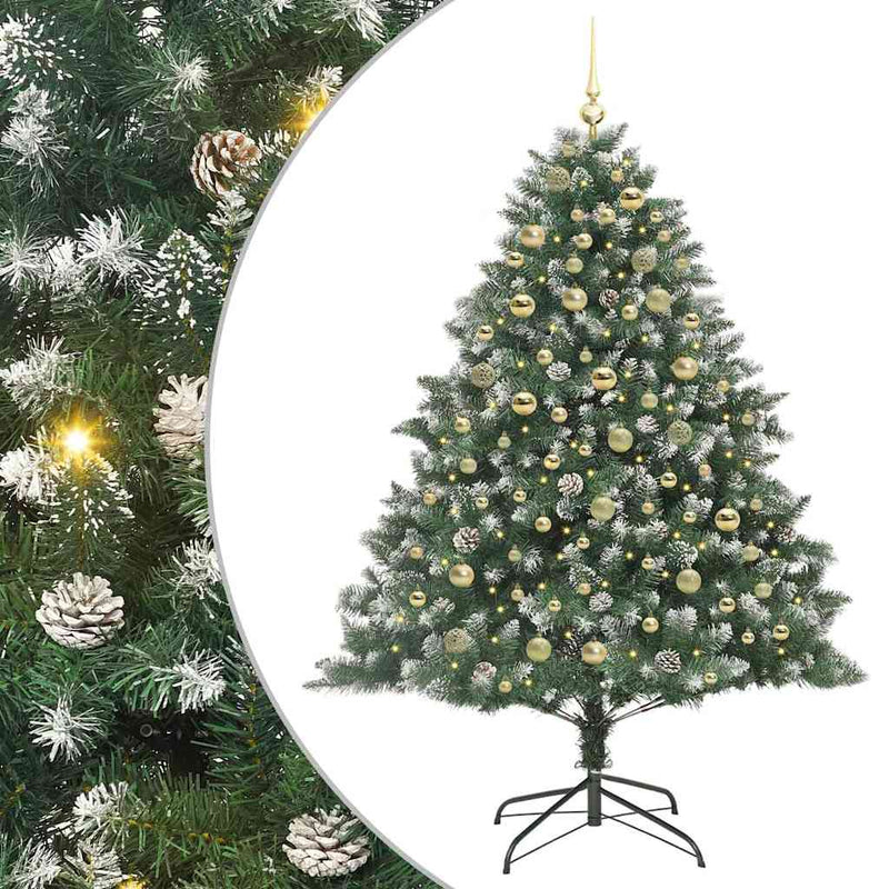 vidaXL Mű karácsonyfa Zöld 126 x 126 x 180 cm PVC és Műanyag és Acél