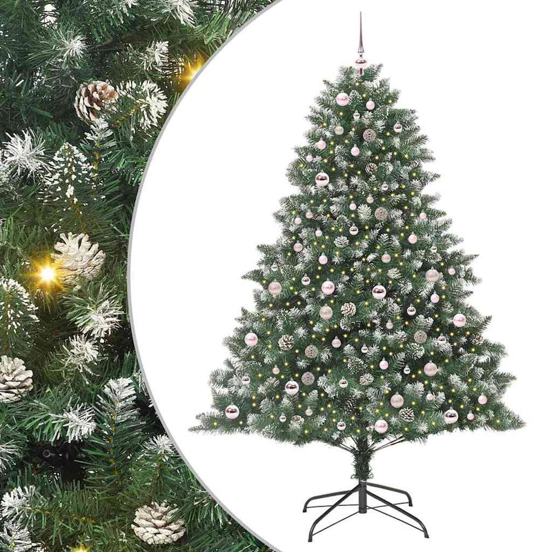 vidaXL Mű karácsonyfa Zöld 140 x 140 x 210 cm PVC és Műanyag és Acél