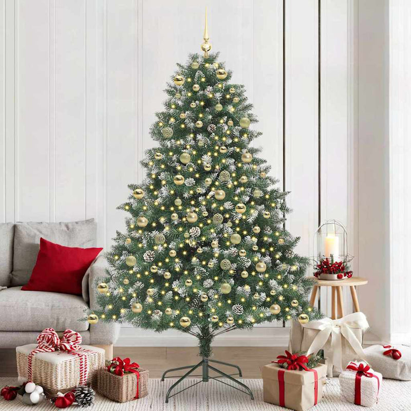 vidaXL Mű karácsonyfa Zöld 140 x 140 x 210 cm PVC és Műanyag és Acél