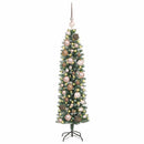 vidaXL Mű Karcsú Karácsonyi Fa 150 LED-del Zöld és Fehér 120 cm